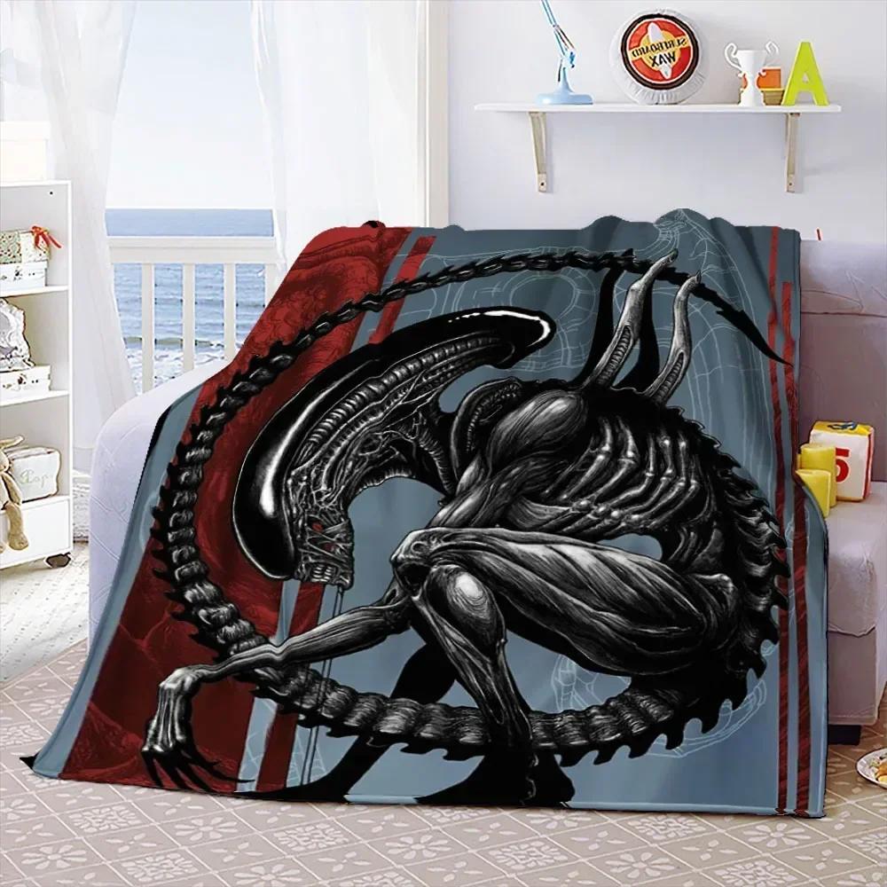 Weiche Überwurfdecke aus dem Film „Aliens“, Weltraummonster, bedruckt, Tagesdecke, Sofa-Couch-Bezüge, Reise-Camping-Decke, Geschenk für Kinder und Erwachsene