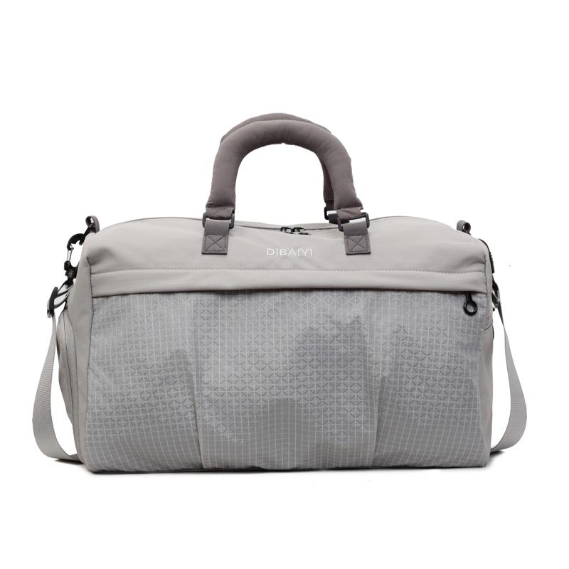 Nylon Duffel Bag with Grid Pattern Design Large Capacity Travel Bag for Men and Women Hand Carry Shoulder Bag for Gym and Short Trip