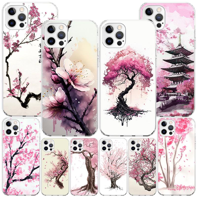 Cherry Blossom Tree Phone Case For iPhone 17 Air 16 Pro Max 16E 15 + 14 Plus 11 12 13 Mini 7 8 SE Gift Print Cover Fundas 16 Pro