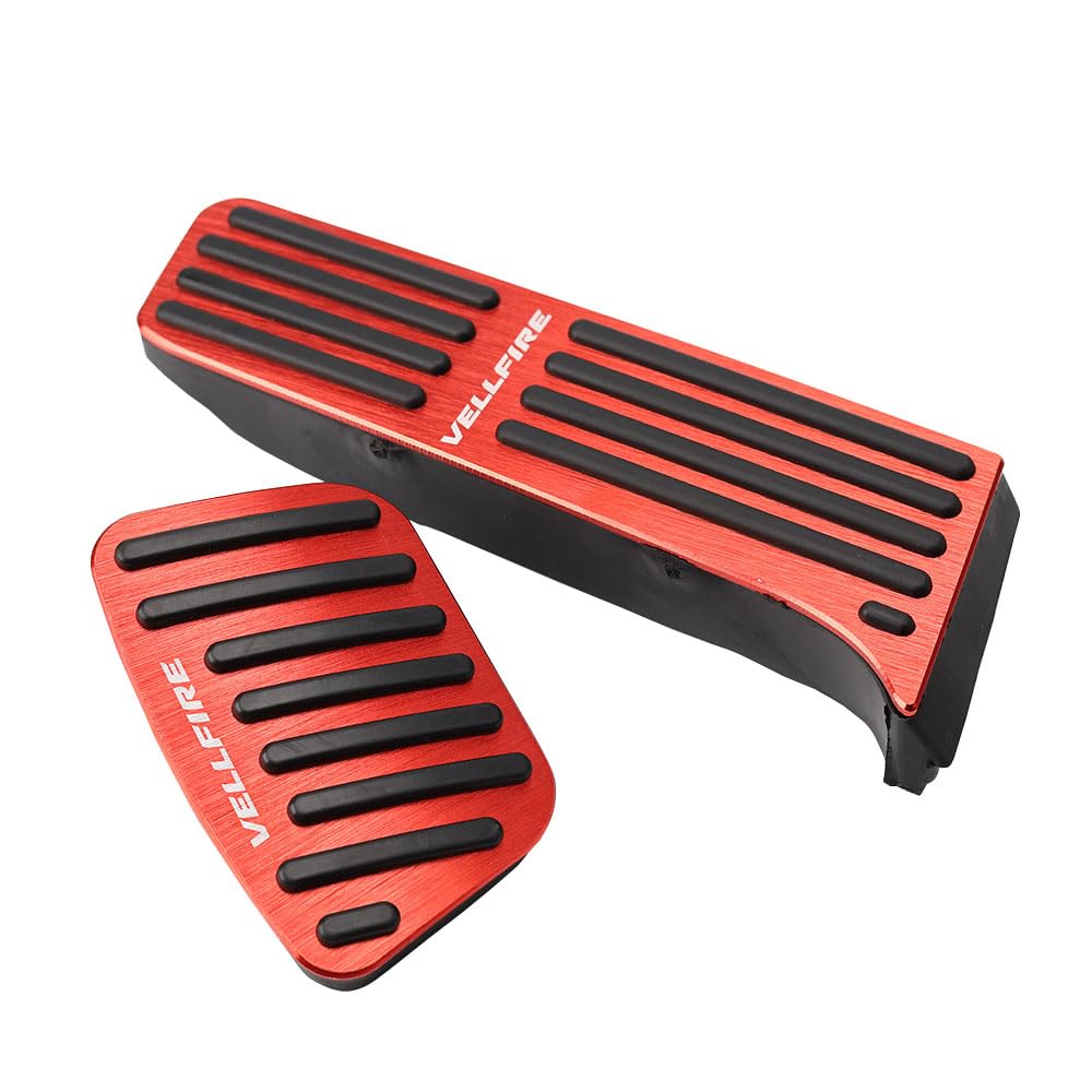 LEXLEYS VELLFIRE 40 Series Aluminum Pedal Accelerator Brake Cover No Tools Required Rubber Cover Custom Dress Up Parts Non-Slip (Red)