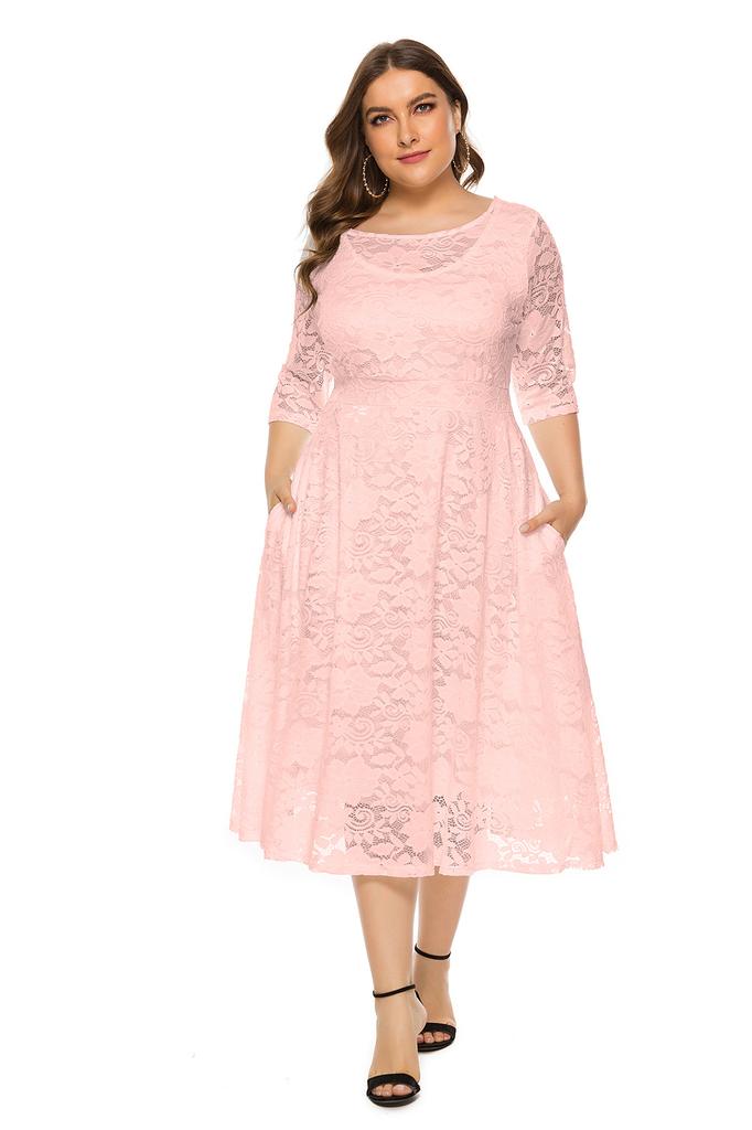 8XL Grote Maat Dames Nieuwe Avondjurk Bruidsmeisjesjurk Kant Zakjurk 134