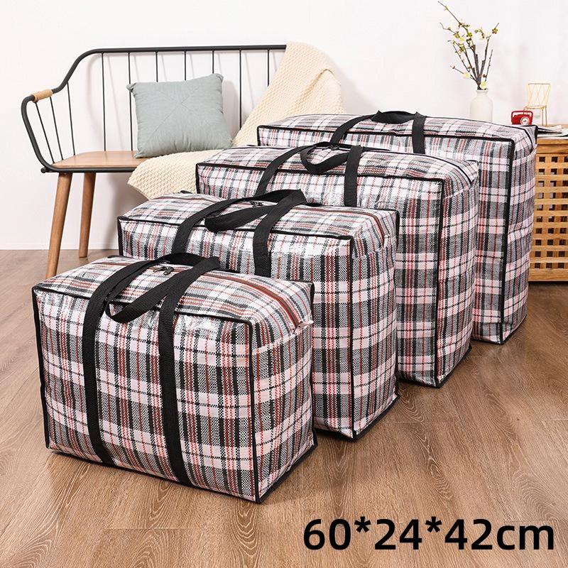 PP Woven Storage Bag Large Capacity Waterproof Thick Moving Bag Luggage Organizer Quilt Clothes Packing Tote