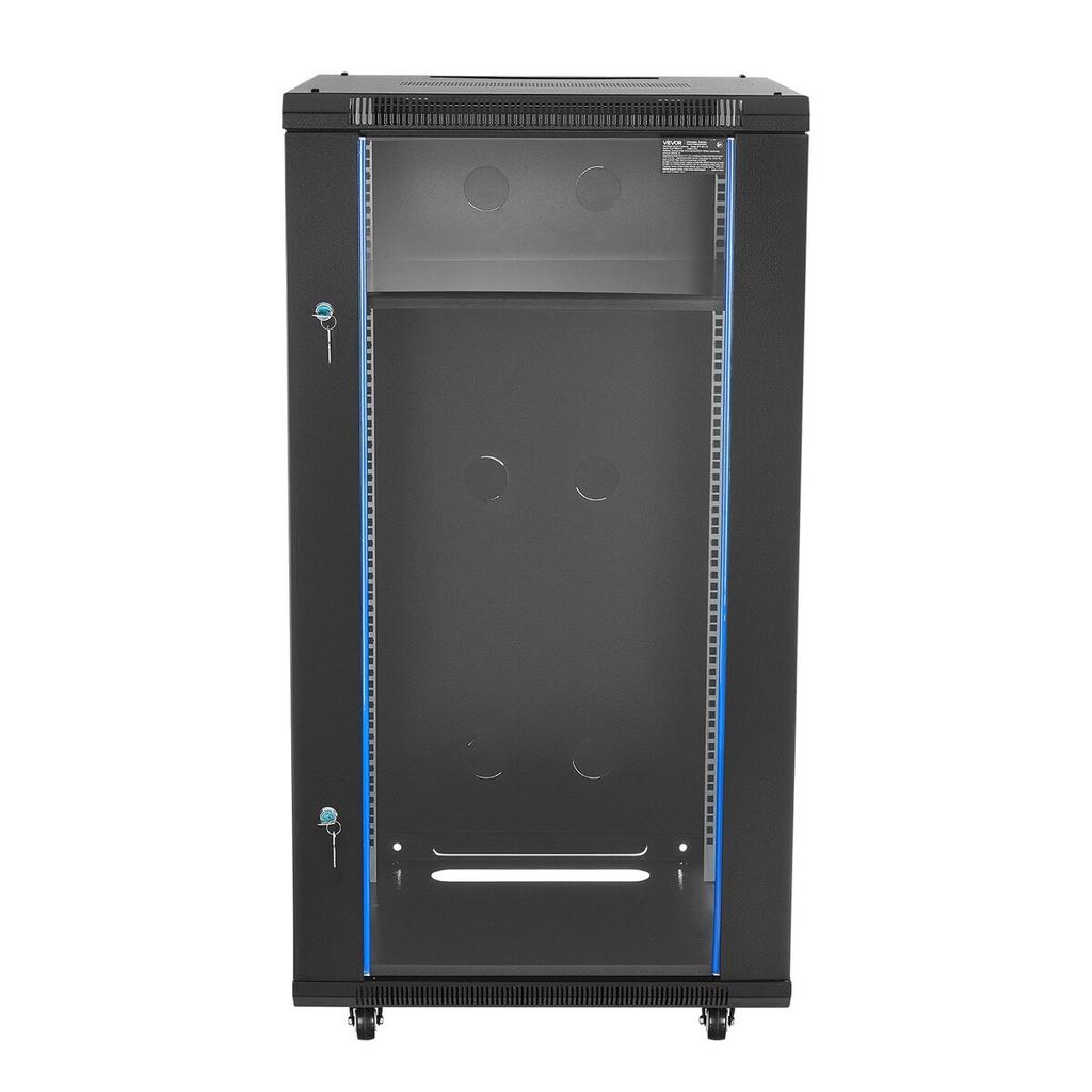 22U Network Cabinet Wall Mount, 600 mm Depth, 136 kg Max Load Capacity Server Cabinet Rack Enclosure with Locking Tempered Glass Door, Side Panels,