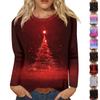 Women's Fashion Casual Long Sleeve  Print Round Neck Top