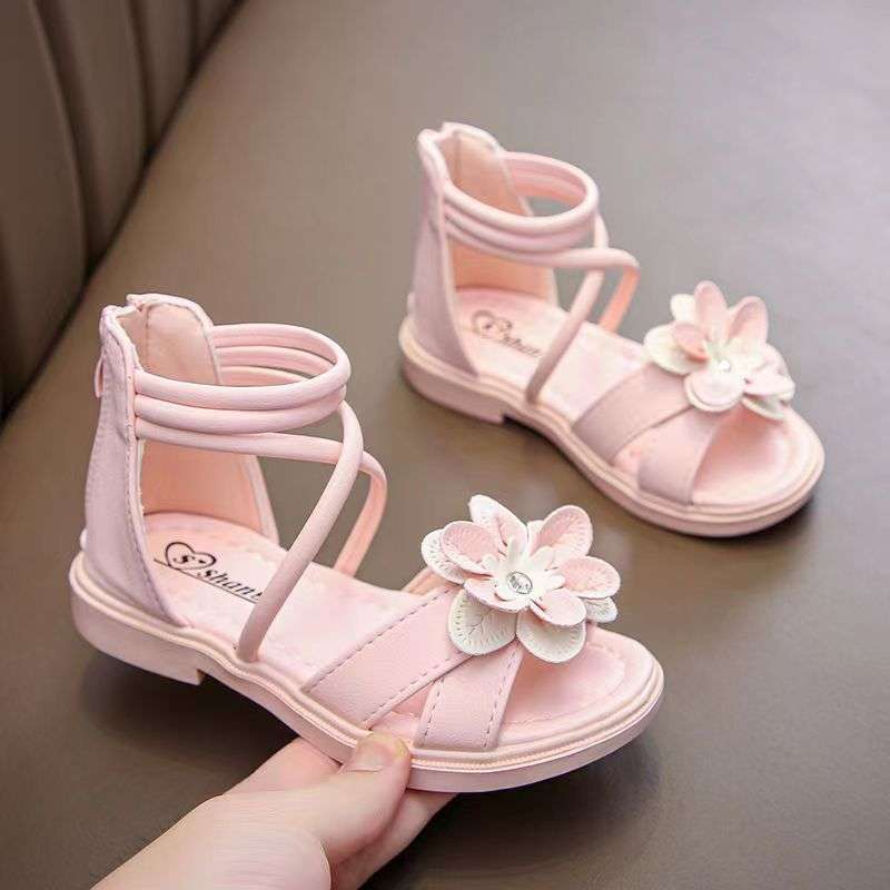 

Girls sandals 2025 new Korean version of summer fashion little girl princess shoes soft sole middle age older children student tide 26 yards inner length 16.3cm розовый
