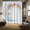 Lekfull Akvarell Blommigt Duschdraperi - Rosa, Orange, Gula & Vita Blommor, Färgbeständig Polyester, Maskintvättbar