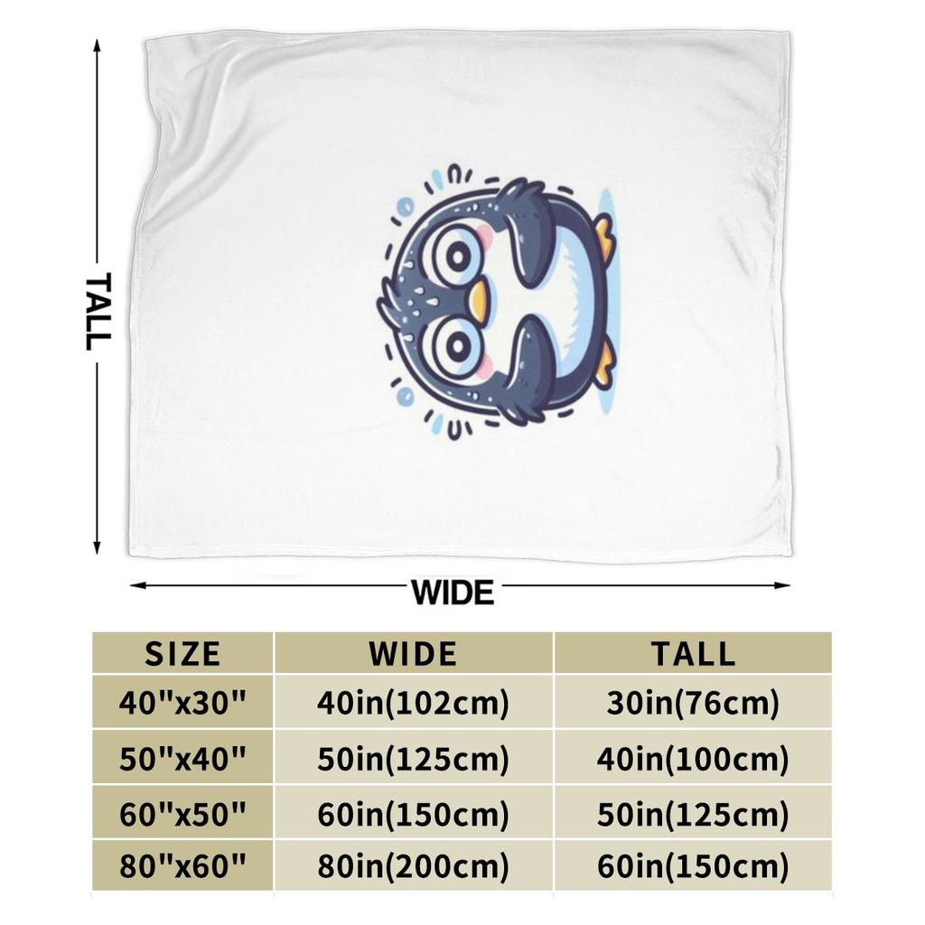 Scared Cartoon Penguin With Puff Feathers Funny Surprised Bird Art Custom Soft Decorate Home An UltraSoft Micro Fleece Blanket