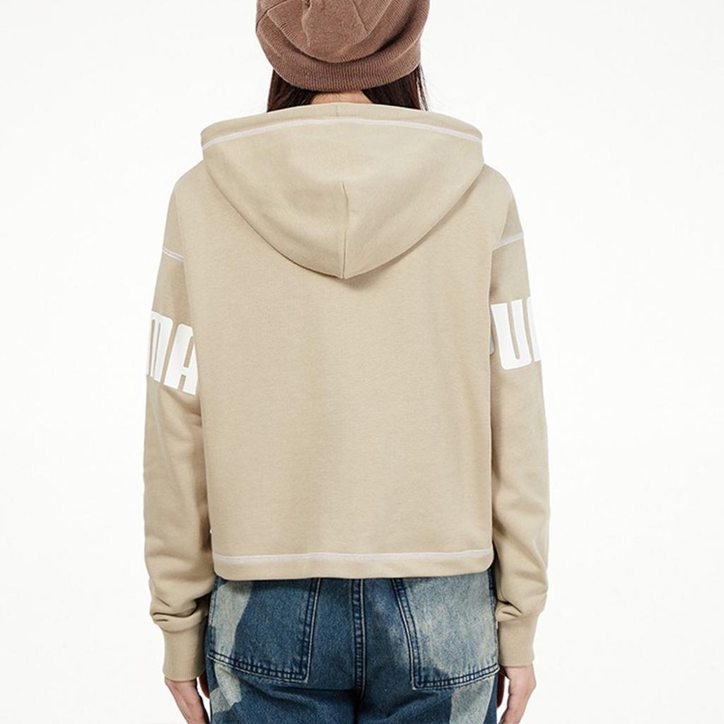 Puma Color Block Logo Knitted Hoodie Women Hoodies Khaki 847706-42