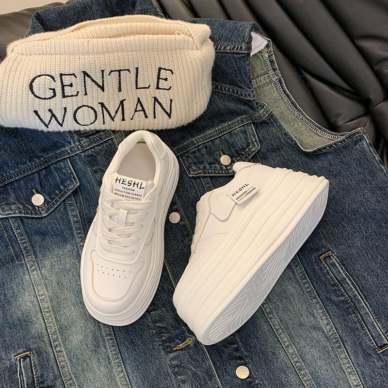 

2024 осень двойное дно светлый бисквит толстая подошва белые туфли женские черно-белые туфли панда доска новые универсальные повседневные туфли 40 белый