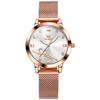 OLEVS Elegant Rose Gold Women Watch Love Heart Rhinestone Milanese Mesh Band Waterproof Dress Quartz Wristwatch For Ladies