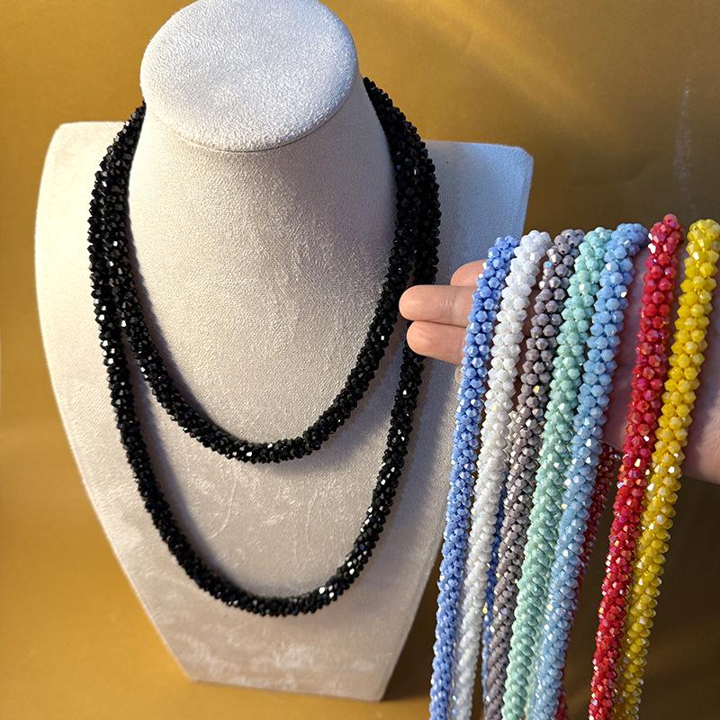 Retro Multi-layer Crystal Long Necklace - Handmade & Versatile Collarbone Chain