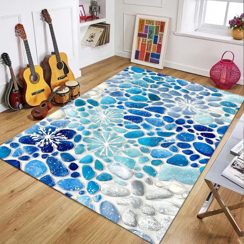 Watercolor Stone Print Area Rug Non-Slip Washable Soft Colorful Abstract Floor Mat for Living Room Bedroom Home Decor