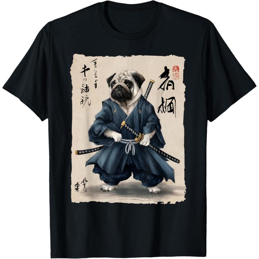 

IKYDDY Samurai Pug Japanese Anime Dog Pug Lover Funny for Men Women T-Shirt XXXXXL різнокольоровий