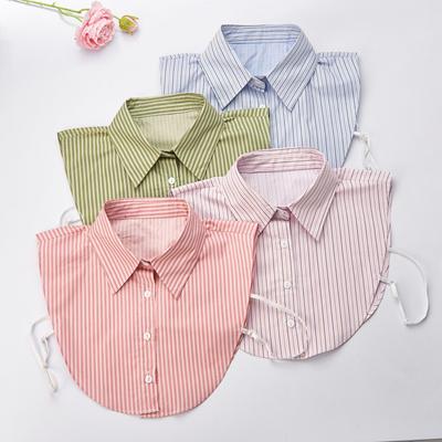Fashion Stripe Collar Fake Collar Shirt Women Removable Decoration Blouse Detachable False Lapel Collar Tops Clothes Accessories