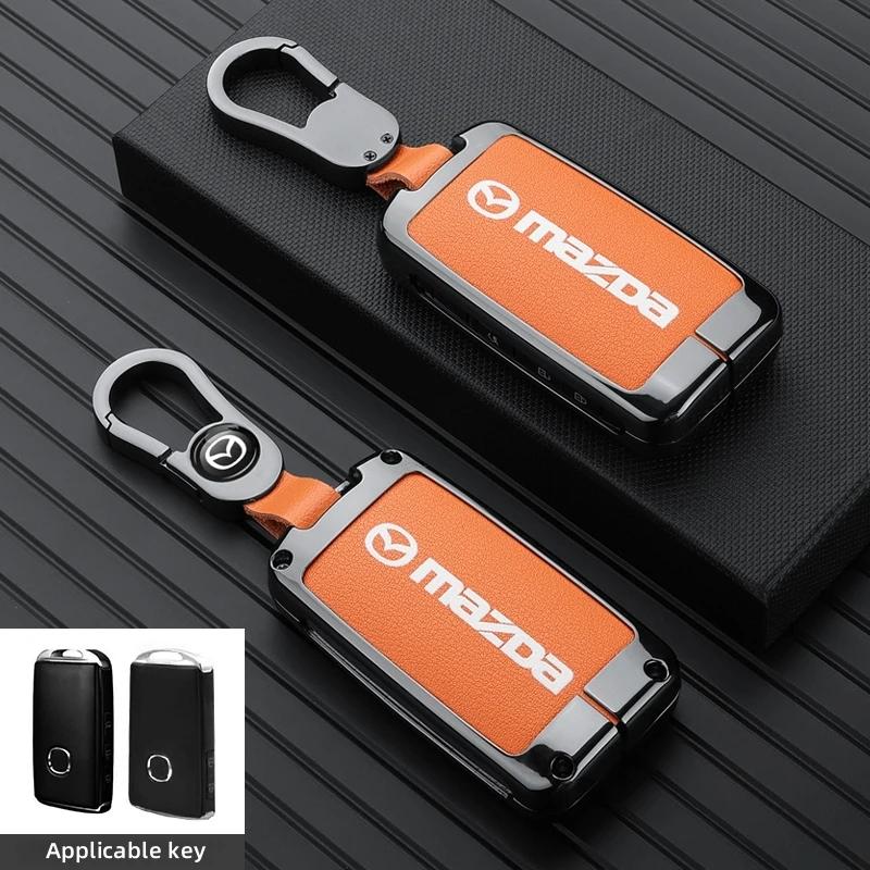Leather Car Smart Key Case Cover Shell For Mazda 3 5 6 SKYACTIV Axela Atenza CX30 CX5 CX8 CX9 MX5 RX8 RX7 BT50 Keychain Protecto