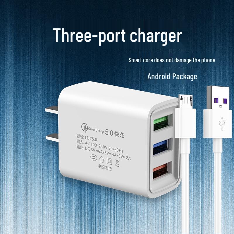 Universal Fast Charging Multi-Port USB Charger for Android, Huawei, Xiaomi, Vivo, and OPPO Devices
