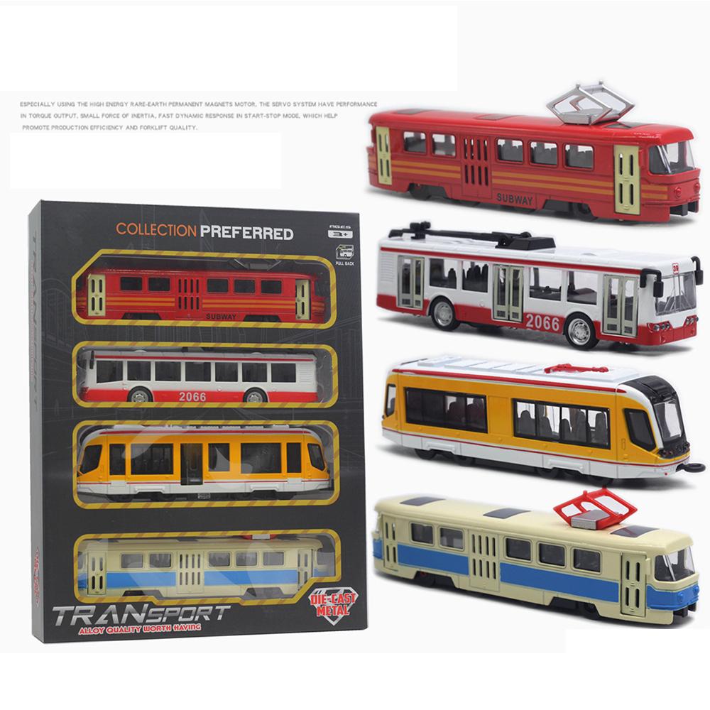 

4шт автомобильные игрушки, игрушки модели автобусного поезда, автомобильные игрушки, инерционная машина, открывание дверей, автобусные игрушки, обучающие игрушки, украшение рабочего стола для детей 4-6 лет Size:17-20cm,4Pcs