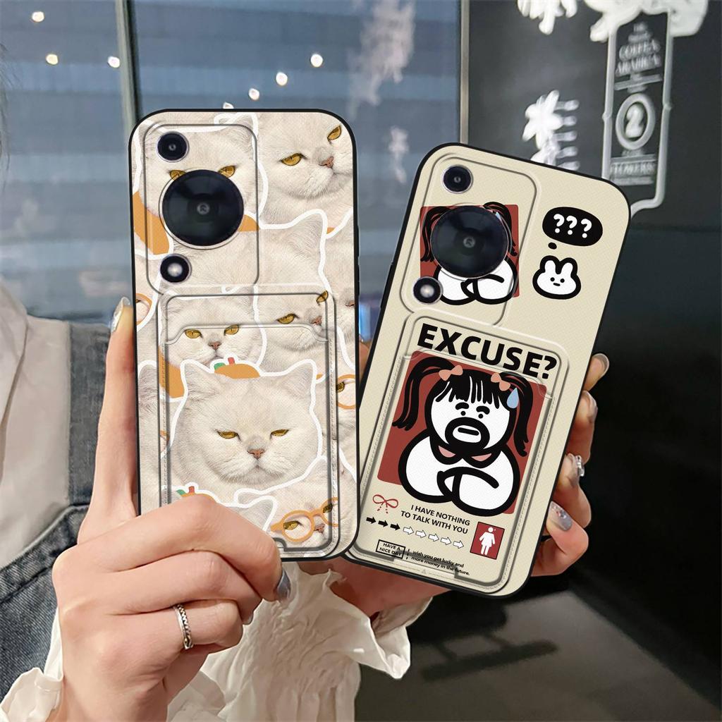 TPU Back Cover Phone Case For Huawei Enjoy70/70S/NOVA Y72 4G Card bag Silicone Card sleeve Anti-dust Fashion Design Cute