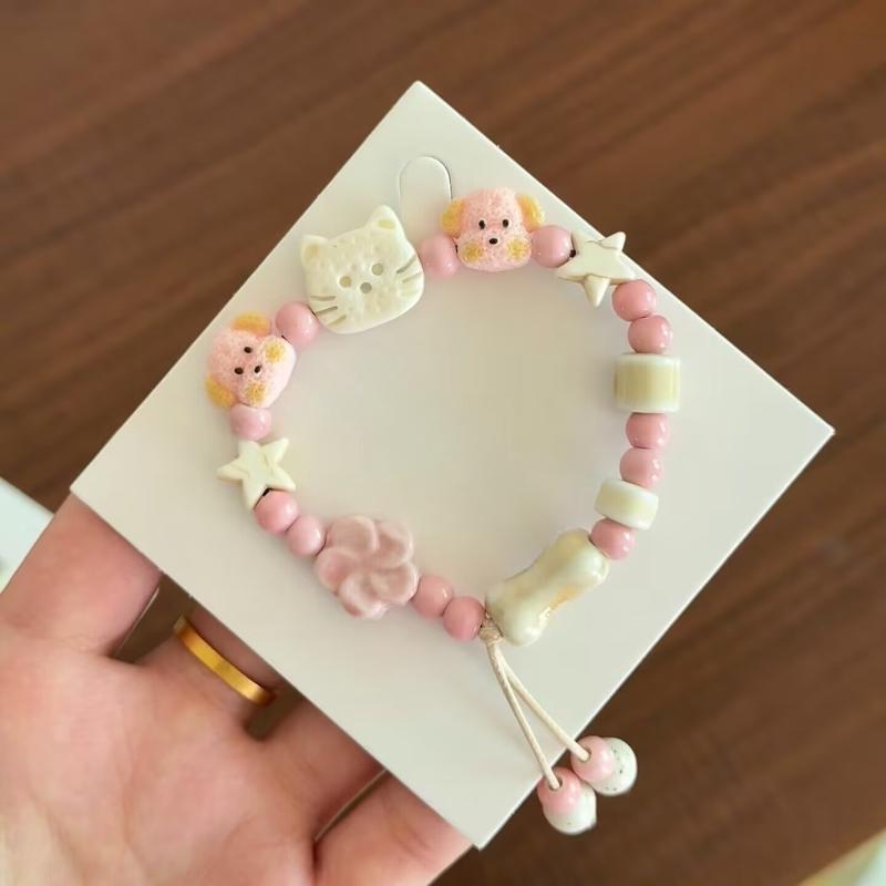 

1/4Pcs Kitten Beaded Bracelet Ceramics Cute Cat Charm Bracelet For Women Lovers Gift Girls Fashion Jewelry Gift Y2K Accessories A1
