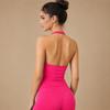 Dfyne Impact Seamless Halter Neck Yoga Tank Top with Chest Pads and Stylish Back Design