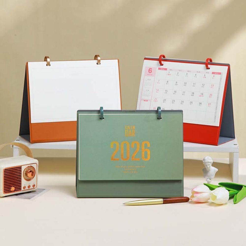 Monats-Datumsanzeige 2026 Tischkalender Einfarbig Stehender Umblätterkalender Heimdekoration