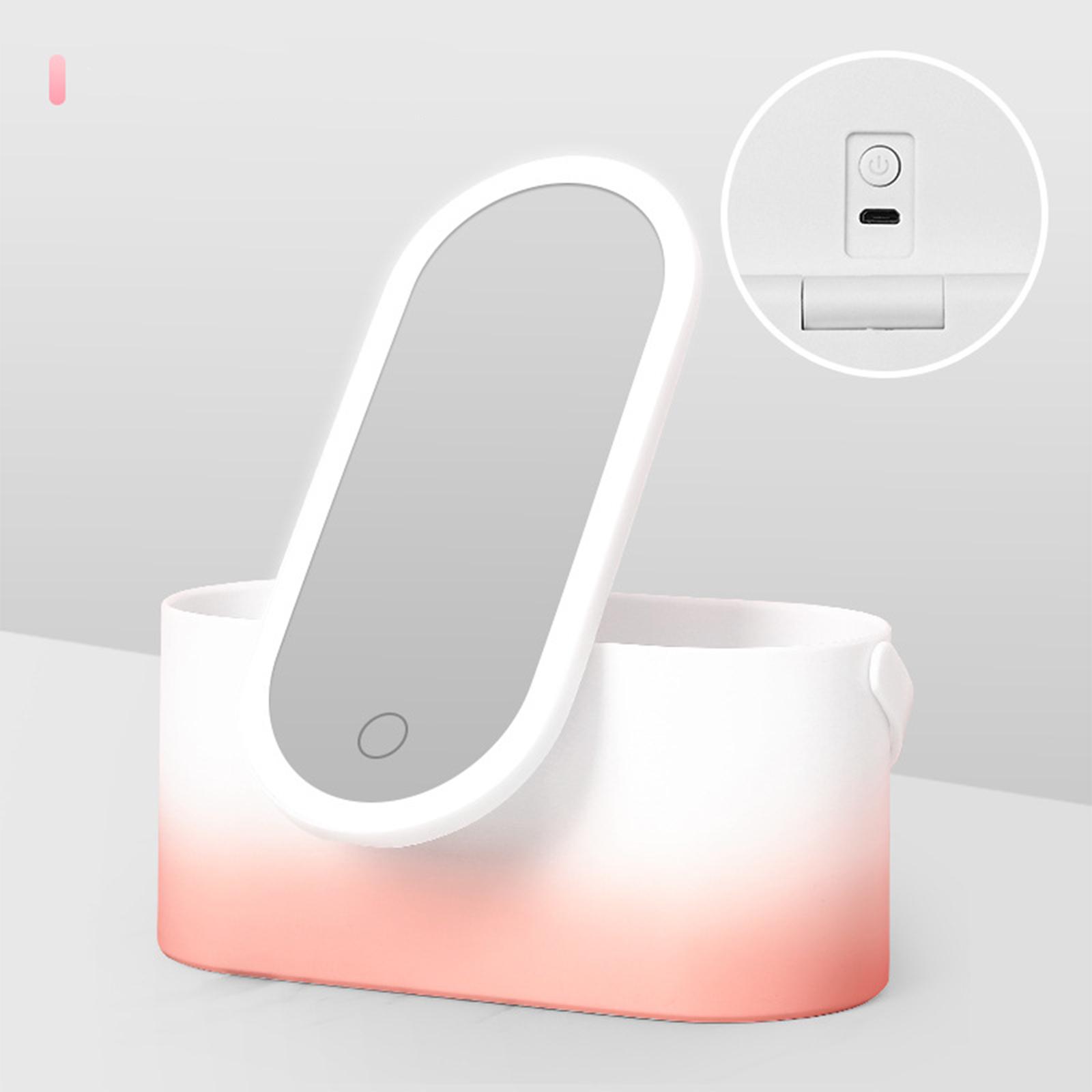 

Зеркало для макияжа со светодиодной подсветкой и местом для хранения, зеркало для переноски, дорожный контейнер для хранения, зеркало nadeshiko розовый