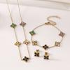 Zircon Clover Jewelry Set Luxury Fashion Women Daily Wear