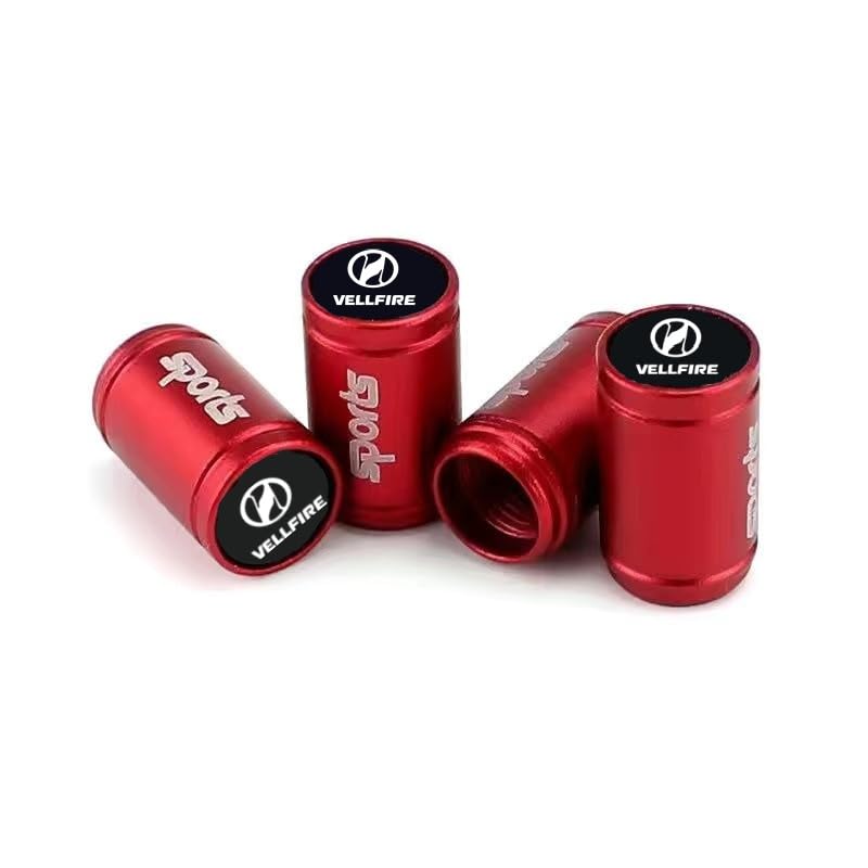 

VELLFIRE Car Tire Valve Cap, Aluminum Tires, Air Vellfire 20 Series, 30 Series, 40 VELLFIRE красный