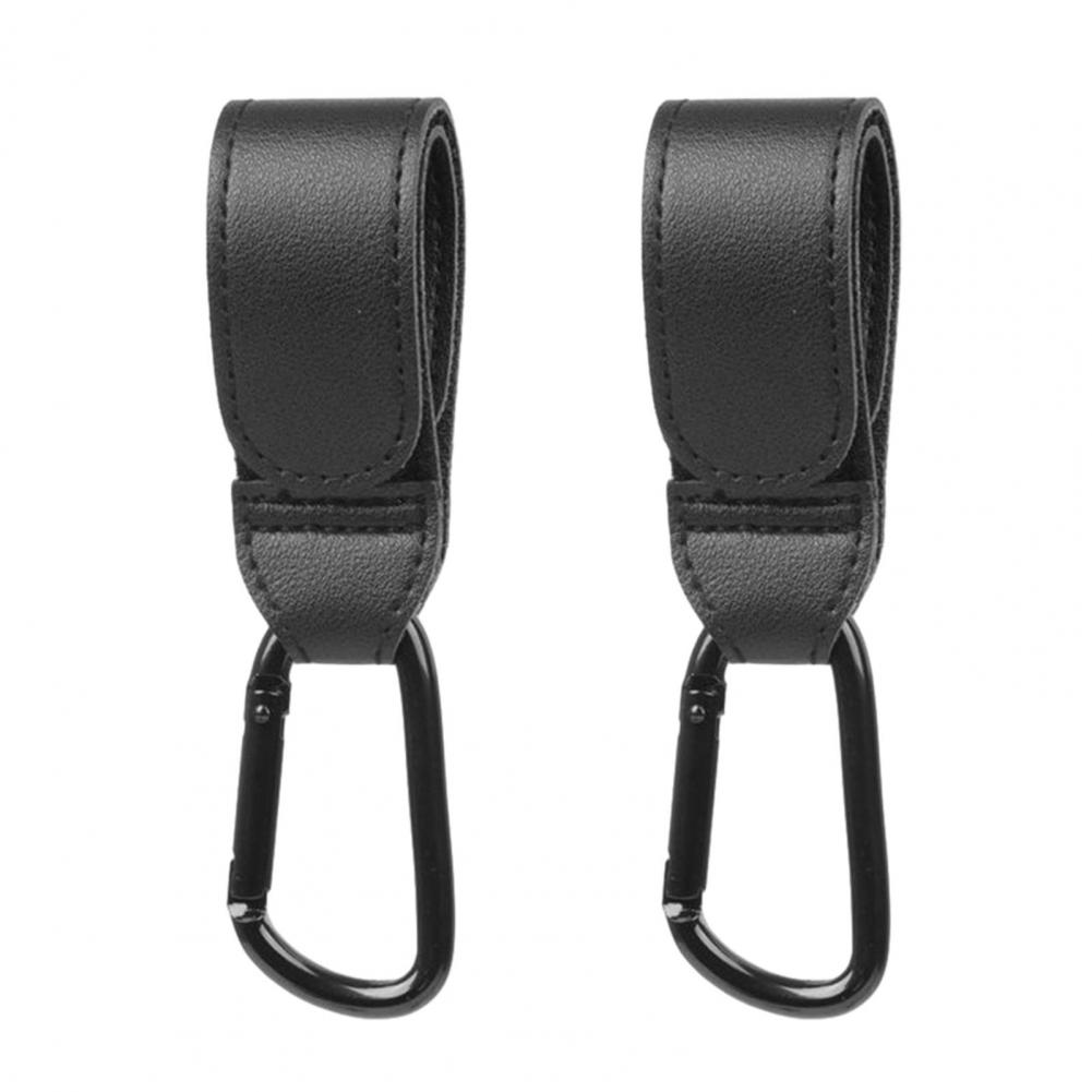 Fastener Tape Hook Durable Stroller Hook Baby Stroller Hook Set with Faux Leather Fastener Tape Diaper Bag Hanger for Prams