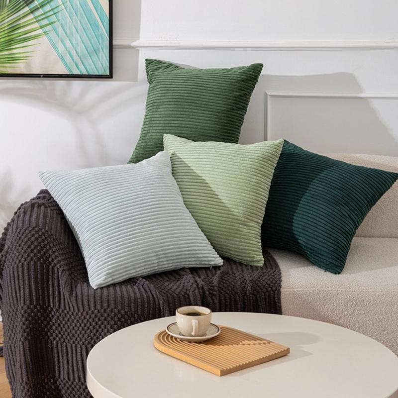 Housse de coussin décorative 45 x 45 cm en tissu côtelé avec ouverture dissimulée pour lit Chaise Siège de fenêtre Style