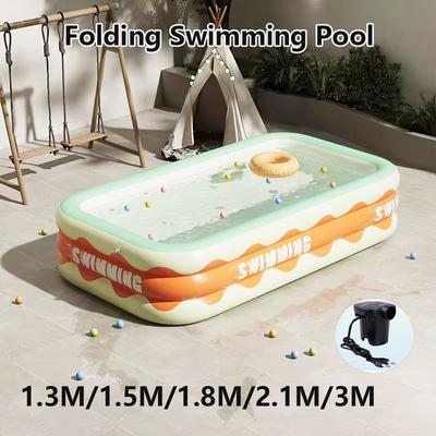 Foldable Inflatable Swimming Pool with Pump (European Standard) Outdoor Summer Pool for Adults and Children Summer Wading Pool
