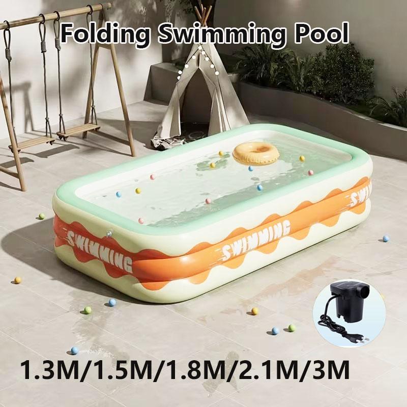 Foldable Inflatable Swimming Pool with Pump (European Standard) Outdoor Summer Pool for Adults and Children Summer Wading Pool