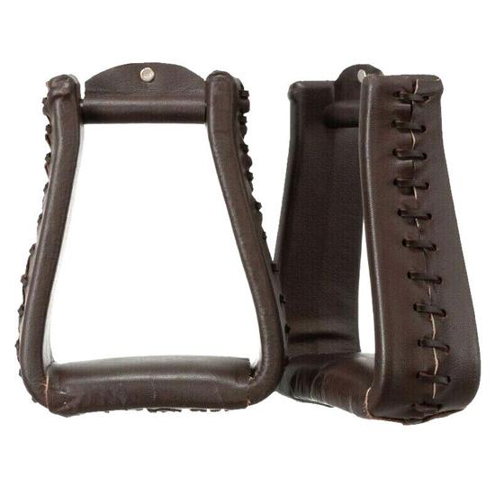 Horse Western Stirrups Saddle Tack Floral Handmade Tooled Leather Covered Pair