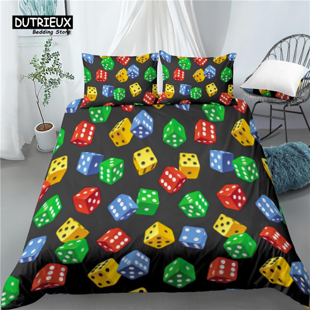 Luxury 3D Dice Print Home Living  2/3Pcs Comfortable Duvet Cover Set PillowCase Kids Bedding Set Queen and King EU/US/AU Size