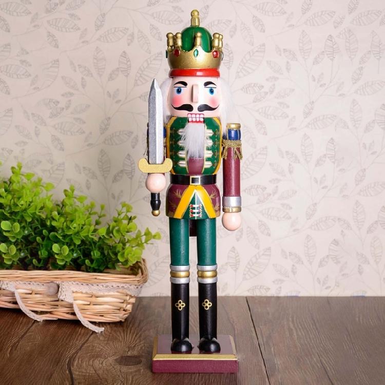 Colorful Wooden Nutcracker Soldier King Figurine Christmas Decor for Shelves