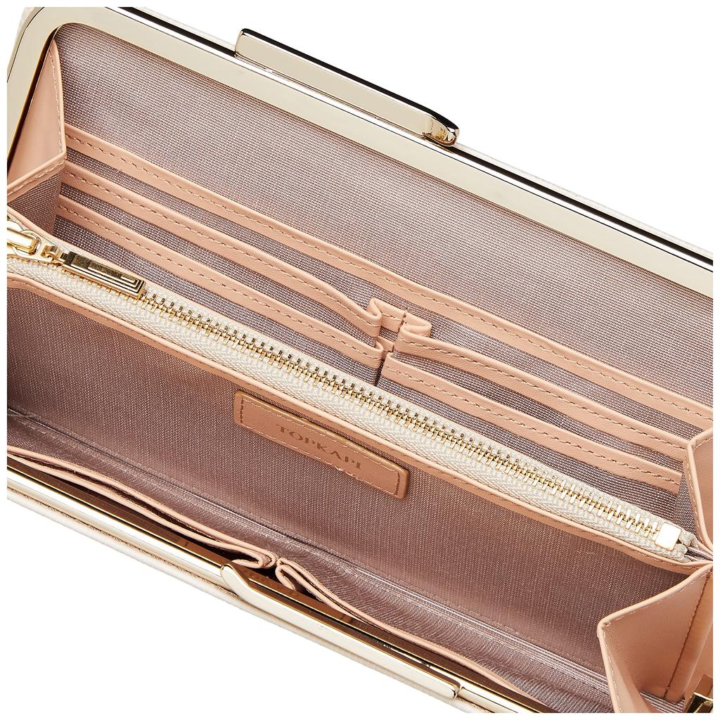 Italian leather lizard embossed long wallet LUCIA pale beige [Topkapi] women's