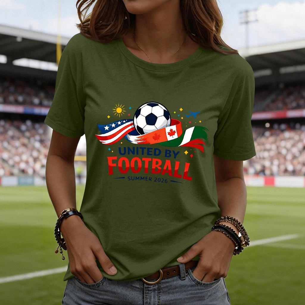 Damenmode, lässig, bedruckt, kurzärmlig, Rundhalsausschnitt, Pullover