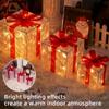 Weihnachtsbeleuchtete Geschenkbox mit Schleife Transparente LED Warmweiße Boxlichter für Indoor Feiertags-Heimdekoration Weihnachtsbaumschmuck