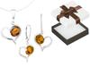 Silver Jewelry Set Heart with Amber Silver Heart Set 42