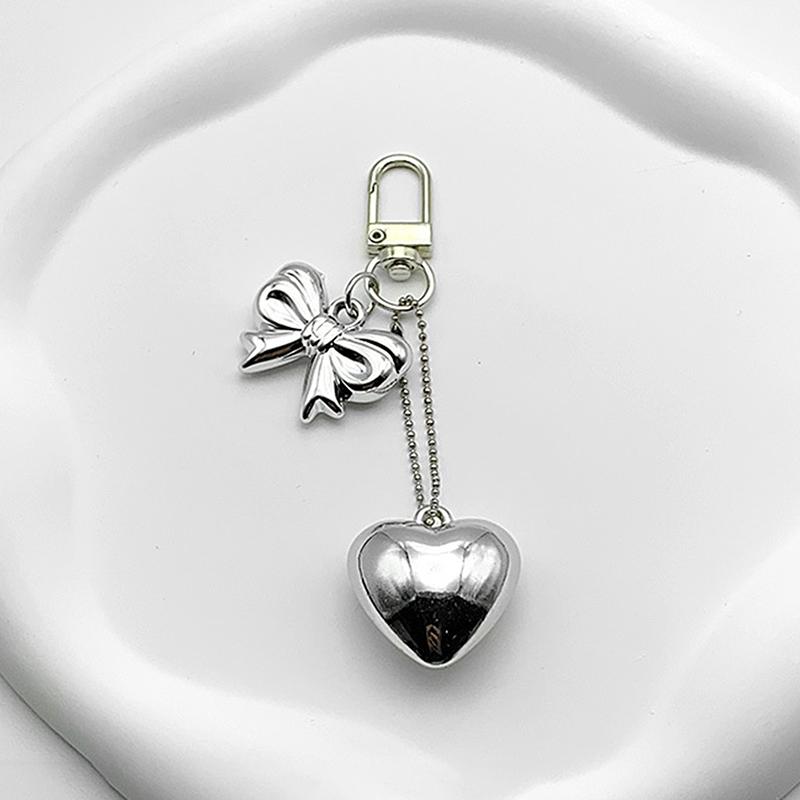 1PCCartoon Love Bow Beads Mobile Phone Chain Lanyard Cute Short Pendant Keychain Hanging Cord Strap Fashion Jewelry Accessories