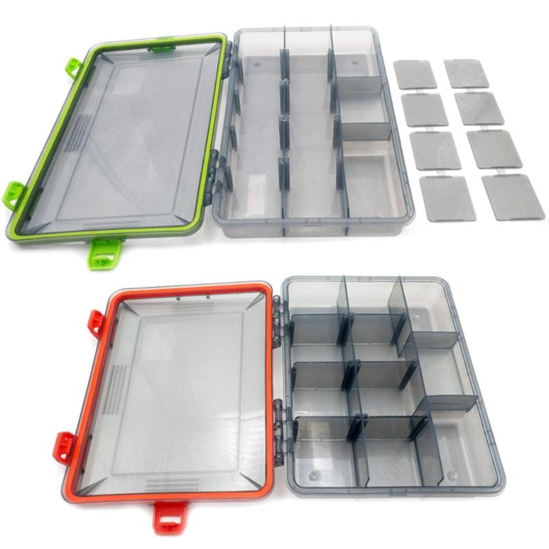Wasserdichte Angelzubehör-Organizerbox Tackle-Einsatzbox mit verstellbaren Einsätzen Transparente Aufbewahrungsbox für Angelköder