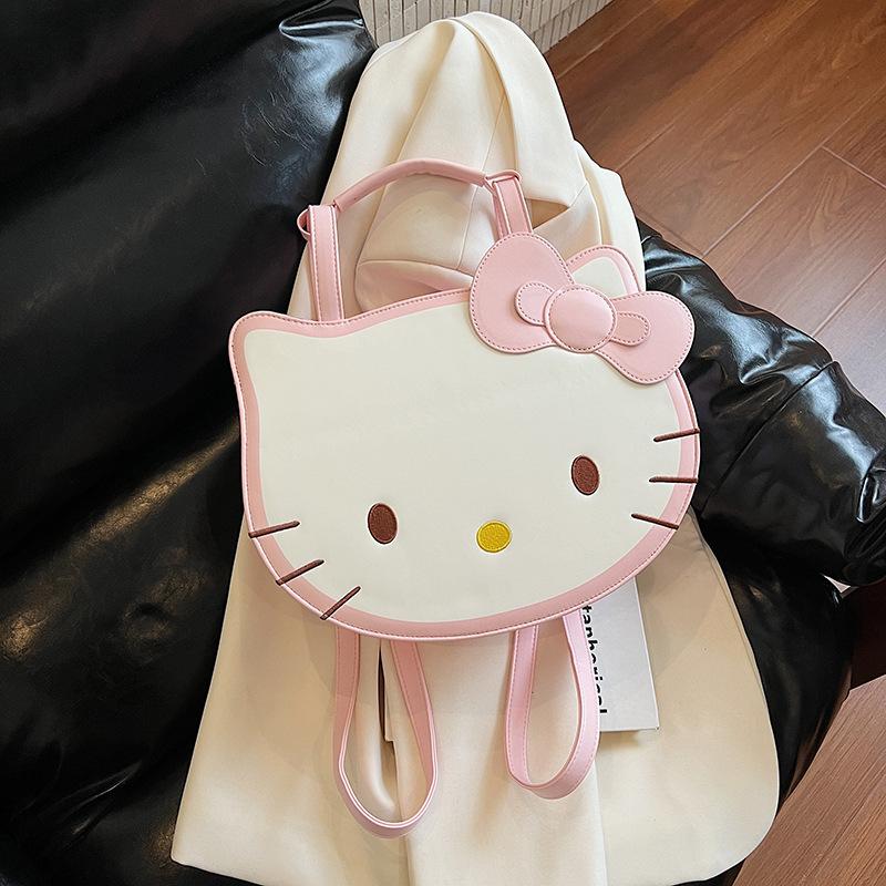 Super Popular Kitty Cute Face Multi Purpose Backpack One Shoulder Autumn New Large Capacity Hello Kitty Cute Backpack розовый
