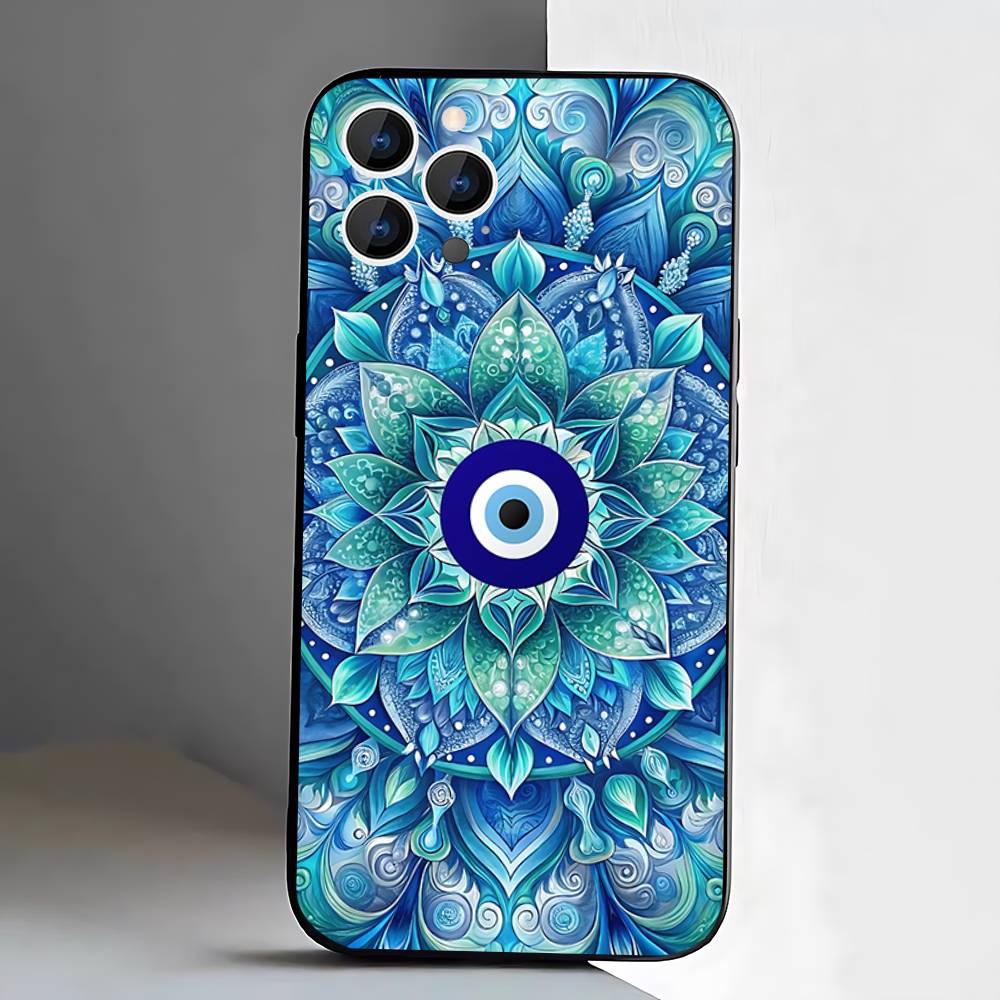 Evil Eye Lucky Eye Blue Phone Case For iPhone 17,16,15,14,13,12,Pro,Max,Plus,E,SE4,Air,Mini Black Soft Box