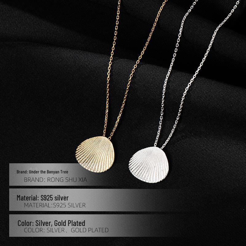Banyan Tree S925 Silver Shell Necklace for Women - High-End Niche Blogger Design by Meilong