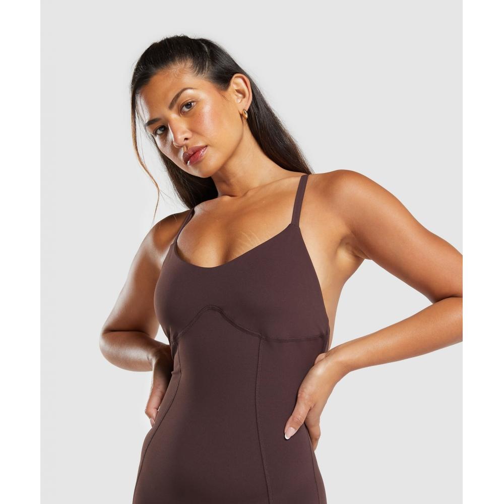 Gymshark Strappy All In One Full Length Heritage Brown B9a1r Ncnz