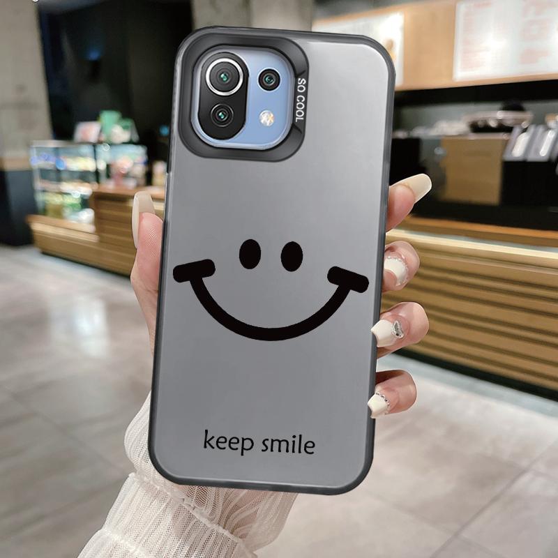 Smiling Face Case For Xiaomi Mi 11 Lite 5G NE 13T PRO 14T Redmi A5 A1 A2 9A Poco C71 Shockproof Hard Back Cover Line Art Sketch