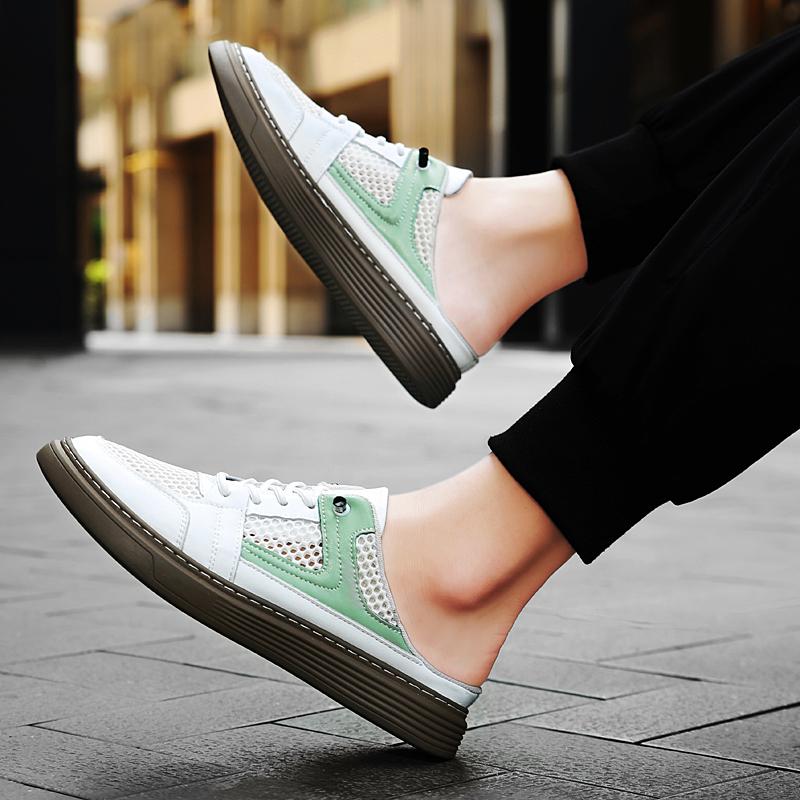 Fashion Fashionable New Men's High-quality Summer Breathable Half Slippers Trendy Men's Outdoor Casual Shoes Party Travel Stroll Shoes