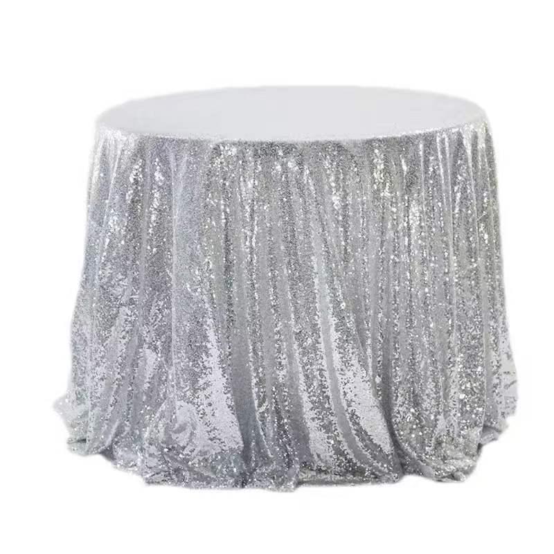 Nordic Style Round Solid Color Sequin Tablecloth for Weddings and Hotel Banquets