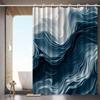 Abstract Wave Shower Curtain Blue Gradient Design Waterproof Bath Decor Contemporary Artistic Bathroom Curtains for Home