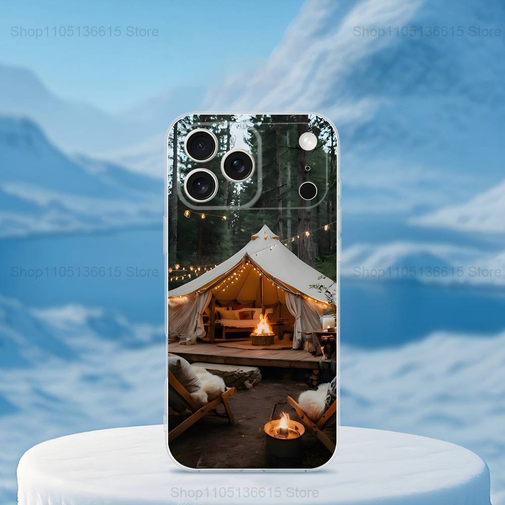 

Camping Outdoor Phone Case For iPhone 16,15,14,13,12,11,17 Pro,Max,Plus,X,XS,XR,SE,Mini Transparent Soft Cover iPhone17pro